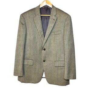 American Living Herringbone Black Cream Fitted Wool Blazer 2 Button Front  44S